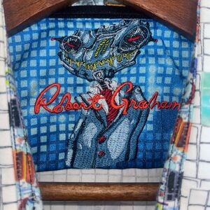 ROBERT GRAHAM $198 Robot Monster‎ Shirt Button Down Up Casual Men Short Sleeve